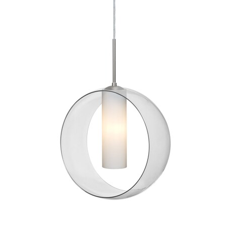 Besa Lighting Plato Cord Pendant, Clear/Opal, Satin Nickel Finish, 1x5W LED 1JT-PLATOCL-LED-SN
